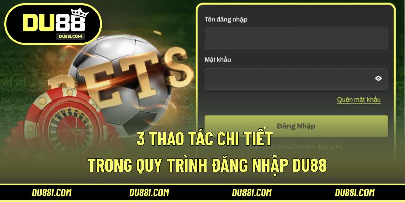 3 thao tác chi tiết trong quy trình đăng nhập DU88